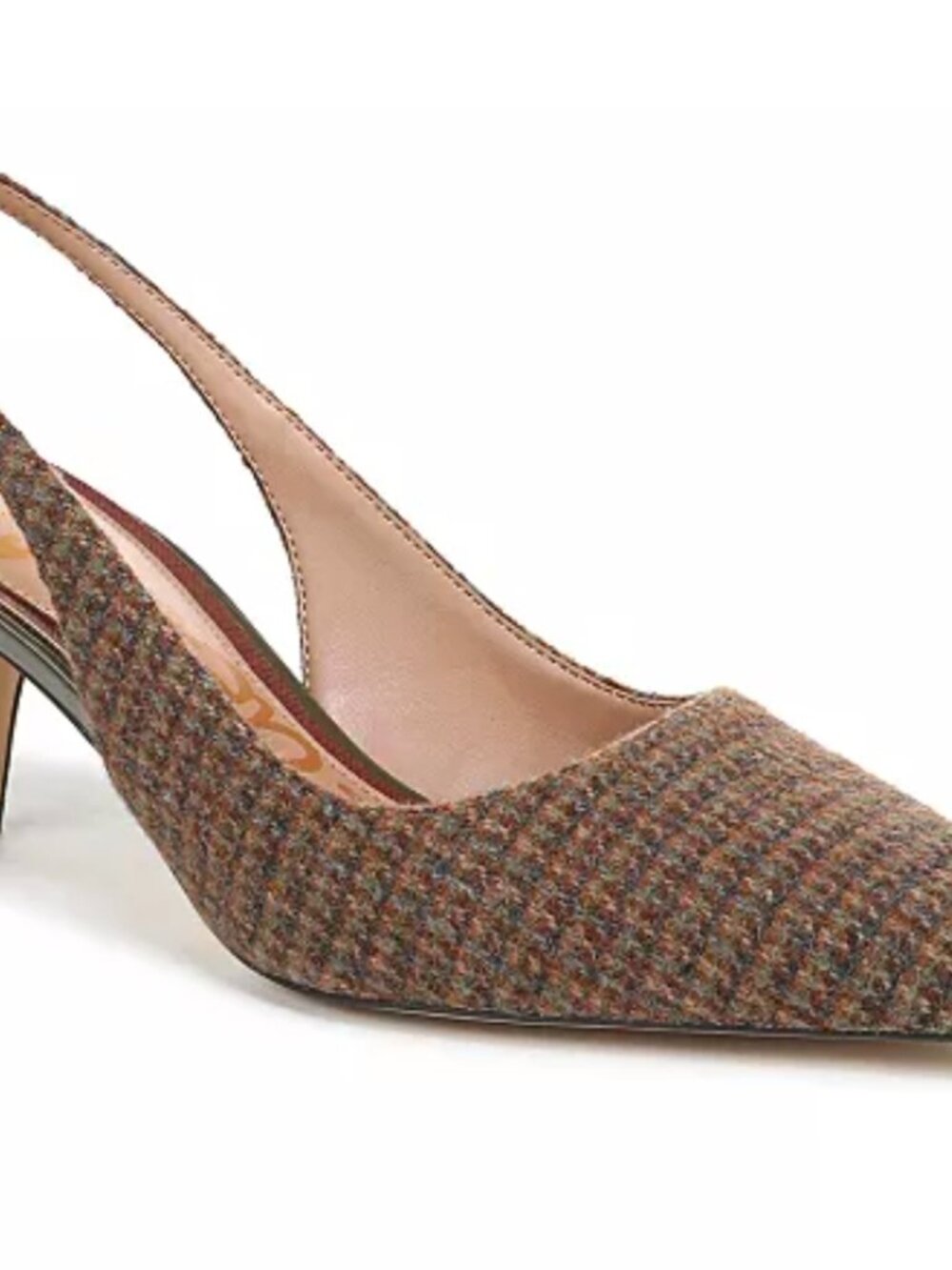 Sam Edelman Bianka Slingback Pumps Brown Plaid Fabric Women's Sizes NEW